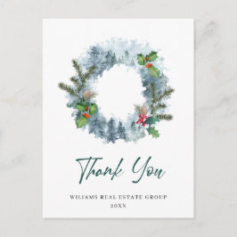 Carte Postale Paysage Wreath Noël Merci d'entreprise