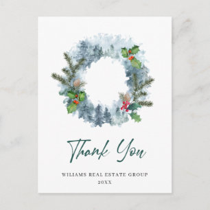 Carte Postale Paysage Wreath Noël Merci d'entreprise