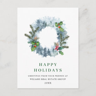 Carte Postale Paysage Wreath Pins de Noël Salutation vacances