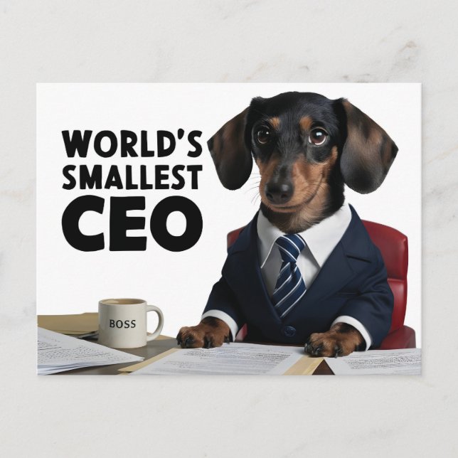 Carte Postale PDG le plus petit du monde, dachshund mignon et dr (Devant)