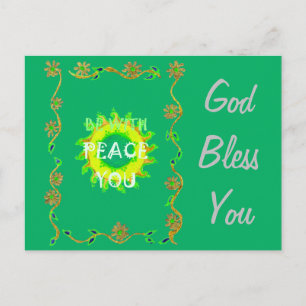 Carte Postale Peace Be With You : Inspirant Vert et Jaune