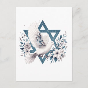 Carte Postale Peace Dove et Star of David Flowers