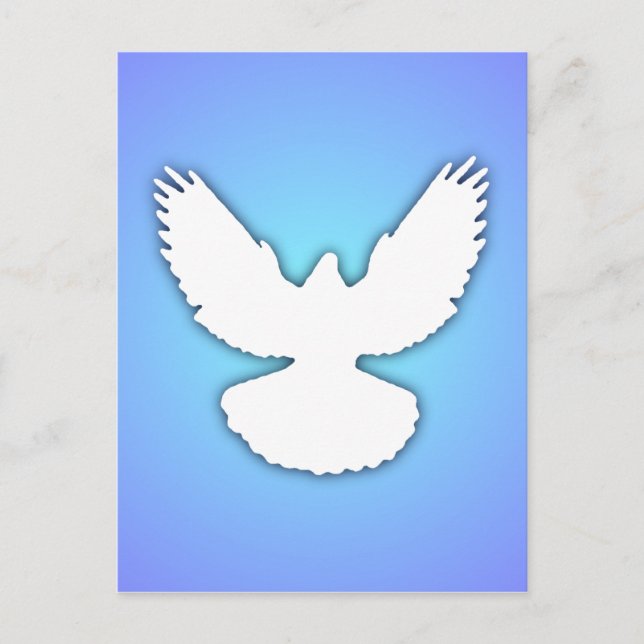 Carte Postale Peace Dove White w Shadow Blue Sky Simply Elegant (Devant)