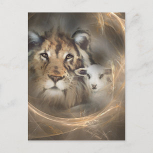 Carte Postale Peace "lion lamb" religious christion gifts Jesus