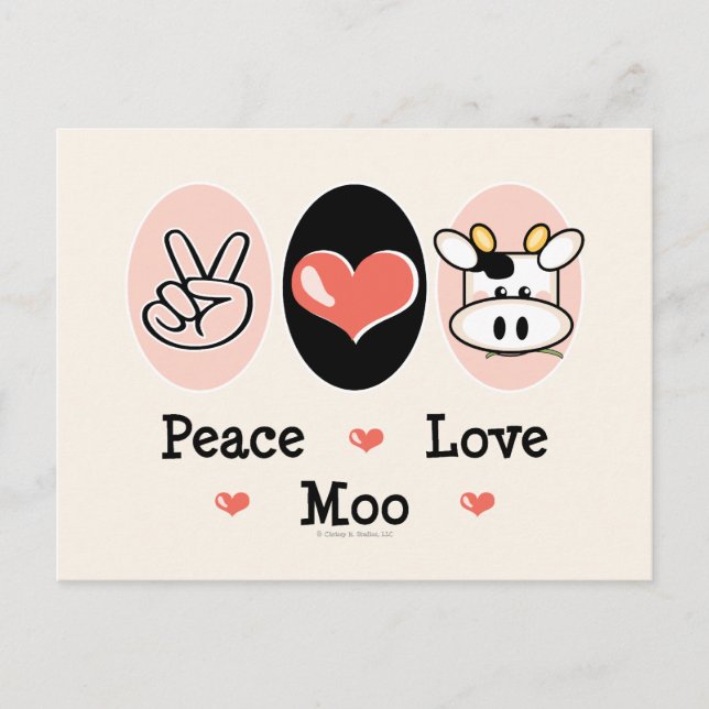 Carte postale Peace Loo Moo Cow (Devant)