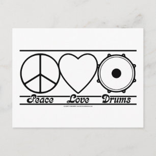 Carte Postale Peace Love and Drums