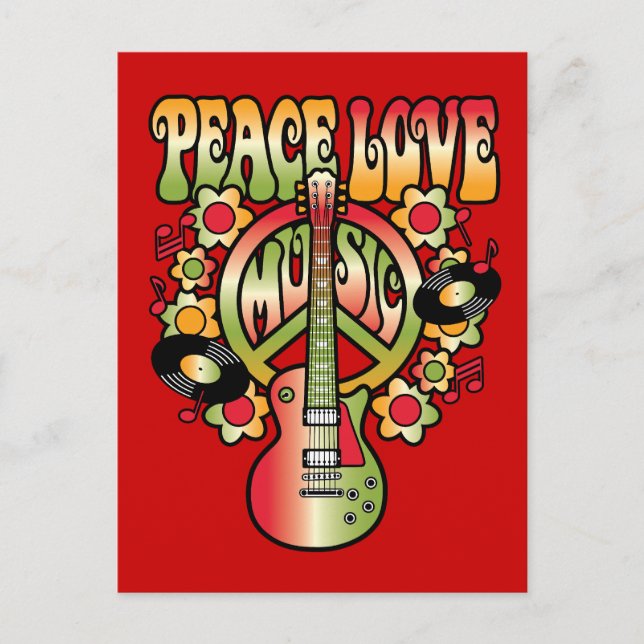 Carte Postale Peace Love and Music (Devant)