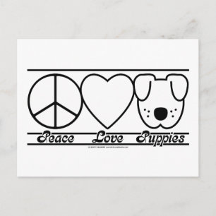 Carte Postale Peace Love and Puppies