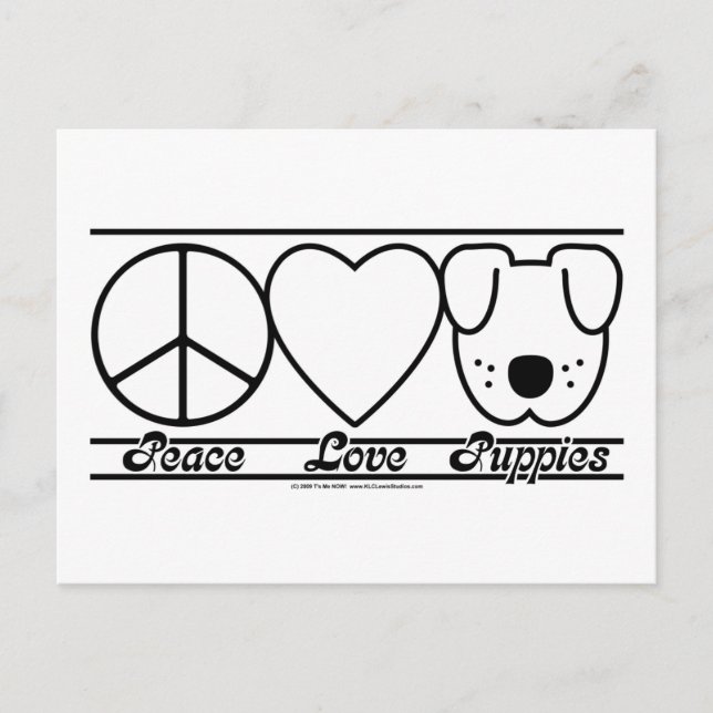 Carte Postale Peace Love and Puppies (Devant)