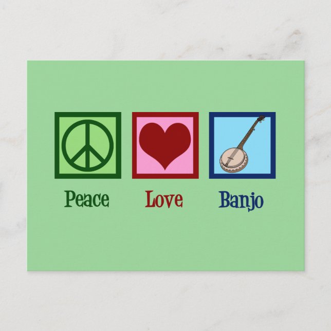 Carte Postale Peace Love Banjo (Devant)