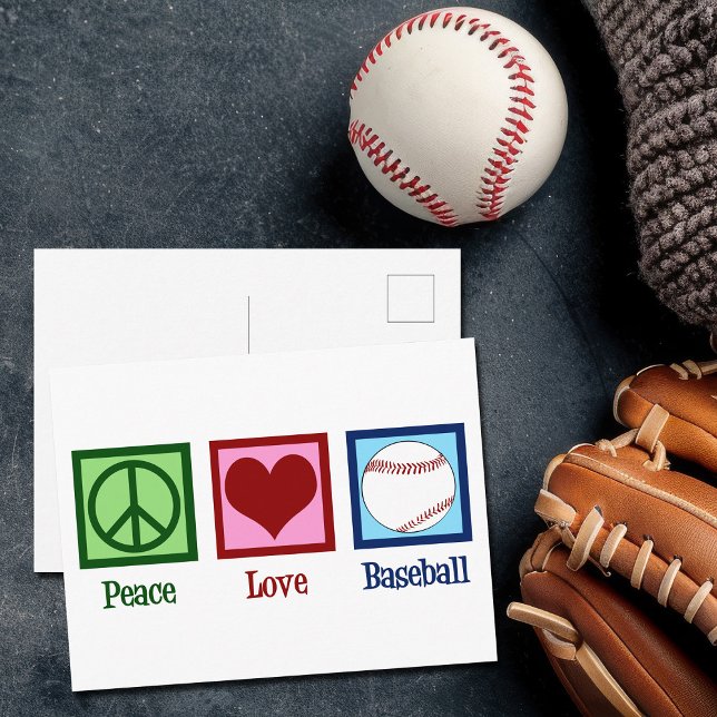 Carte Postale Peace Love Baseball (Créateur téléchargé)