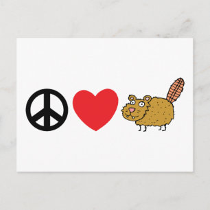 Carte Postale Peace Love Castor canadien