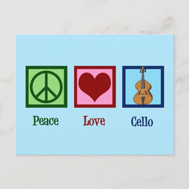 Carte Postale Peace Love Cello (Devant)