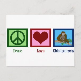 Carte Postale Peace Love Chimpanzés