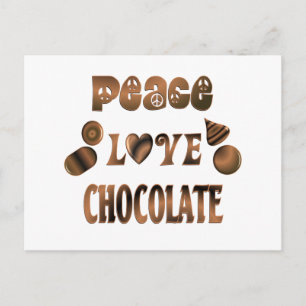 Carte Postale Peace Love Chocolate