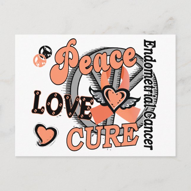 Carte Postale Peace Love Cure 2 Cancer endométrique (Devant)