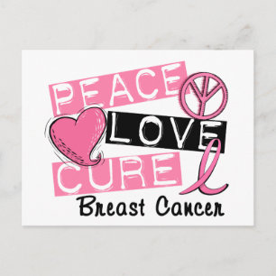 Carte Postale Peace Love Cure Cancer du sein