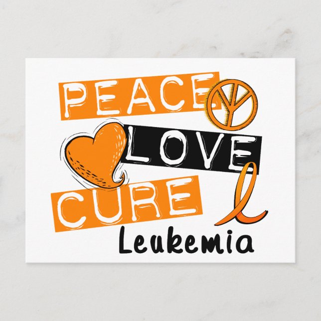Carte Postale Peace Love Cure Leukemia (Devant)