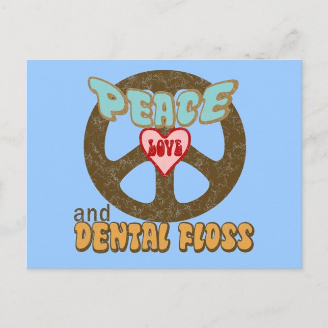 Carte Postale Peace Love dentaire Vintage (Devant)