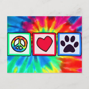 Carte Postale Peace, love, dog; pavprint
