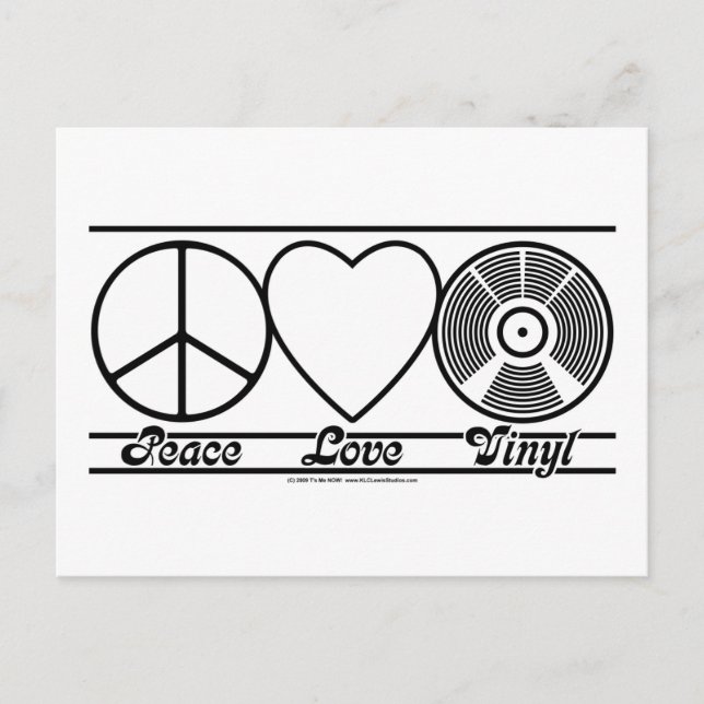 Carte Postale Peace Love et Vinyl (Devant)