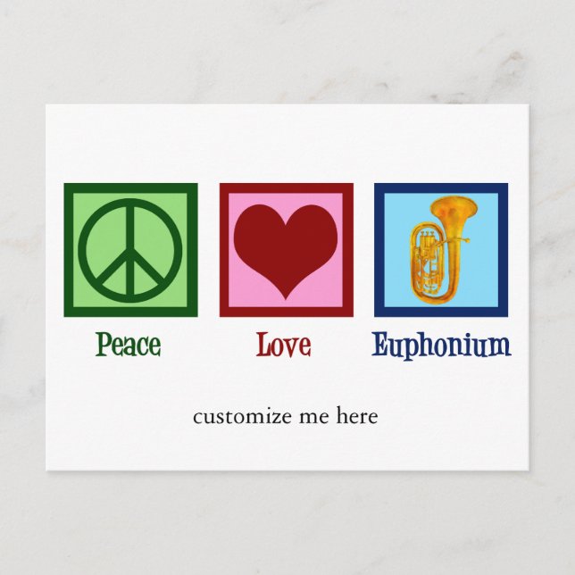 Carte Postale Peace Love Euphonium Cute Custom Christmas (Devant)
