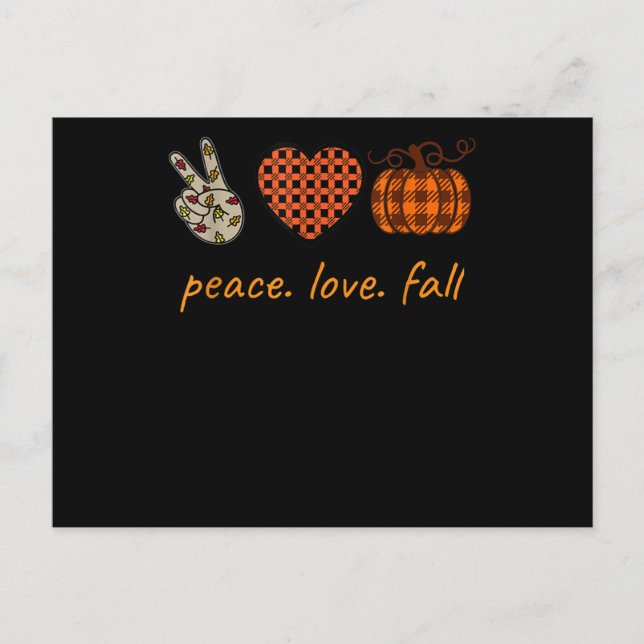 Carte Postale Peace Love Fall Thanksgiving Leopard Citrouille (Devant)