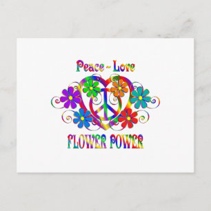 Carte Postale Peace Love Flower Power