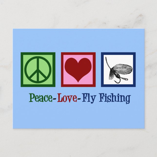 Carte Postale Peace Love Fly Fishing (Devant)