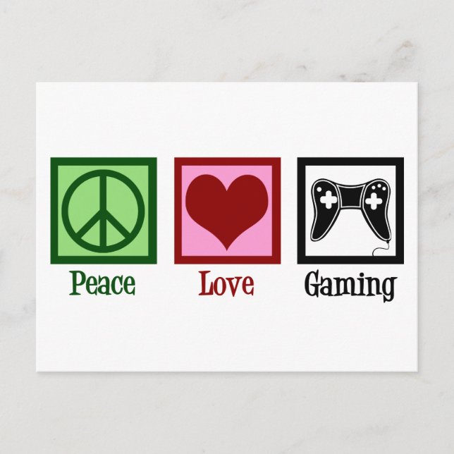 Carte Postale Peace Love Gaming (Devant)