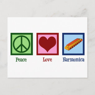 Carte Postale Peace Love Harmonica