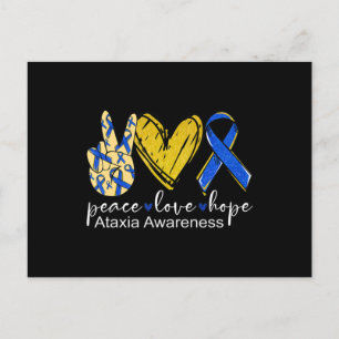 Carte Postale Peace Love Hope Ataxia Awareness Tee-shirt Blue Ri