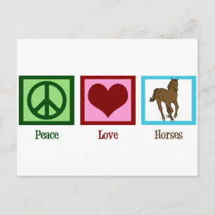 Carte Postale Peace Love Horses