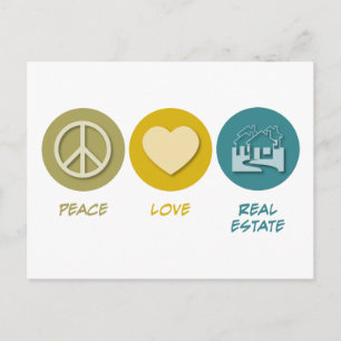 Carte Postale Peace Love Immobilier