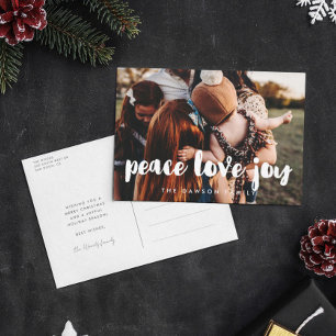Carte Postale Peace Love Joy Photo de famille de vacances modern
