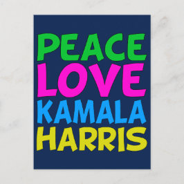 Carte Postale Peace Love Kamala Harris