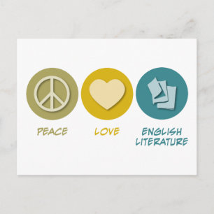 Carte Postale Peace Love Littérature anglaise