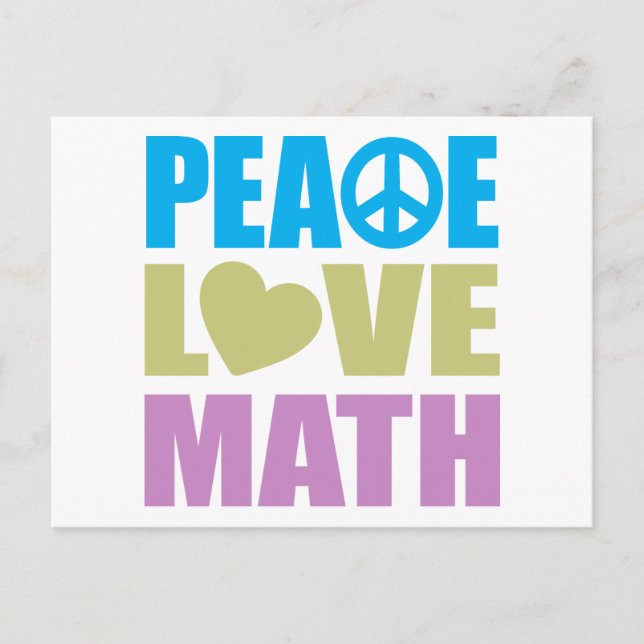 Carte Postale Peace Love Math (Devant)