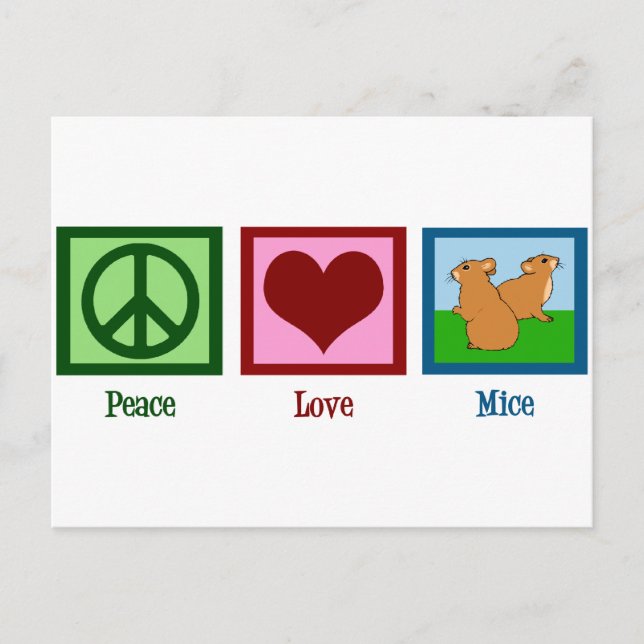 Carte Postale Peace Love Mice (Devant)