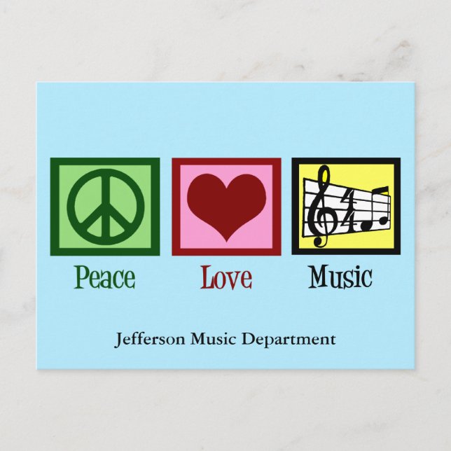 Carte Postale Peace Love Music Custom (Devant)