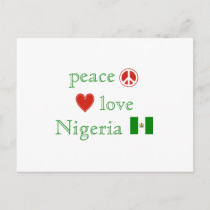 Carte Postale Peace Love Nigeria Heart et drapeau nigérian
