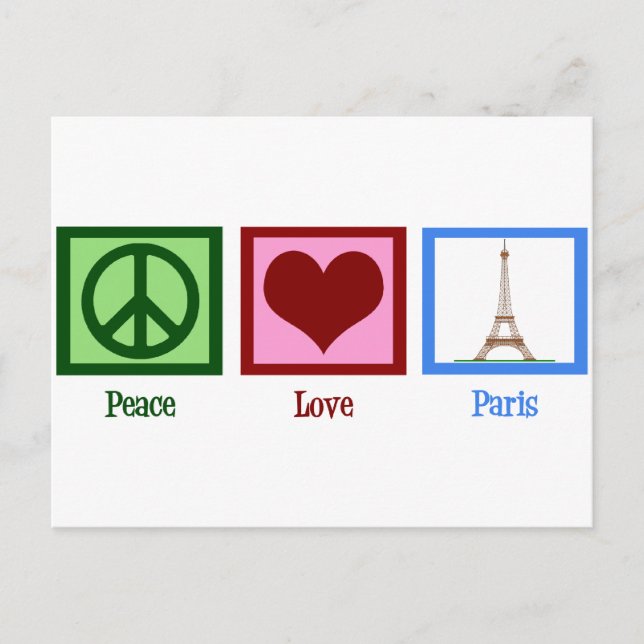 Carte Postale Peace Love Paris (Devant)