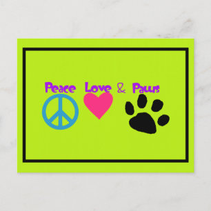 Carte Postale Peace Love & Paws