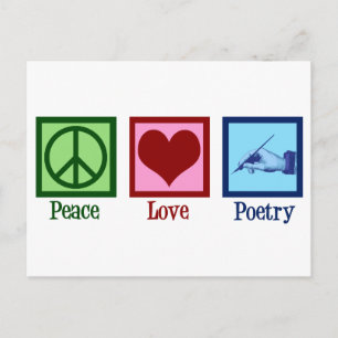 Carte Postale Peace Love Poetry Jolie Poète