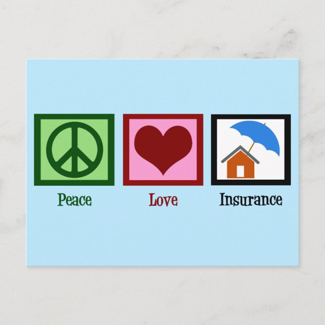 Carte Postale Peace Love Propriétaires Compagnie d'assurance (Devant)
