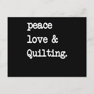 Carte Postale Peace Love & Quilting Crochet coudre Cadeau