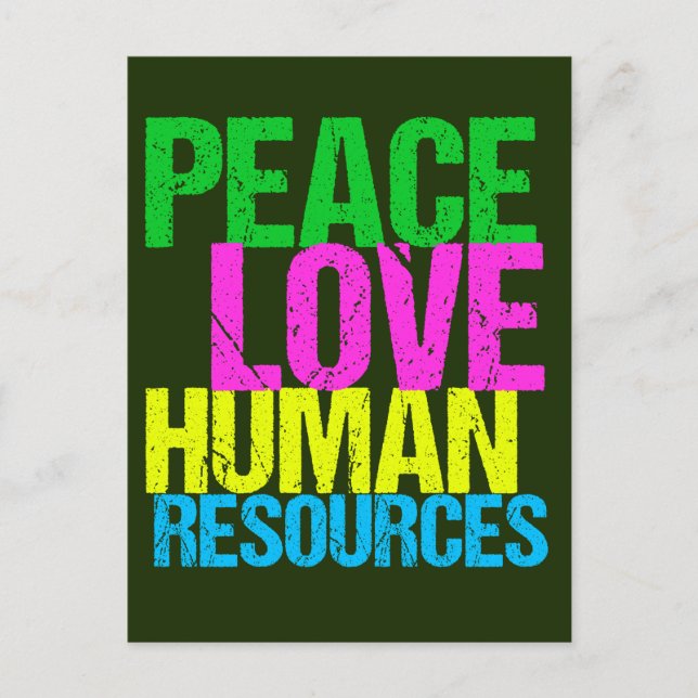 Carte Postale Peace Love Ressources humaines (Devant)