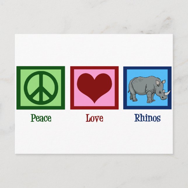Carte Postale Peace Love Rhinos (Devant)