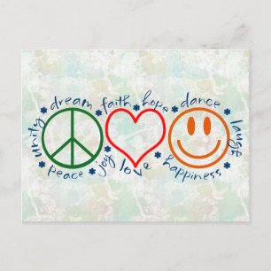 Carte Postale Peace Love Smile