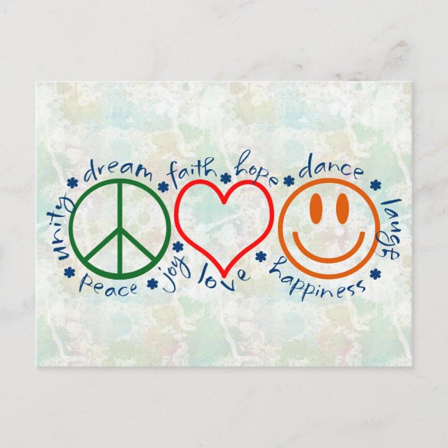 Carte Postale Peace Love Smile (Devant)